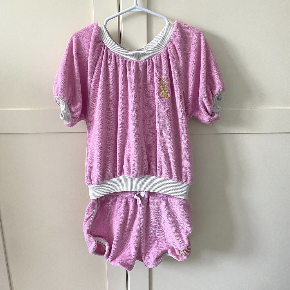 Juicy Couture Y2K Kids Pink Terry Matching Shorts Lounge Set Size 6